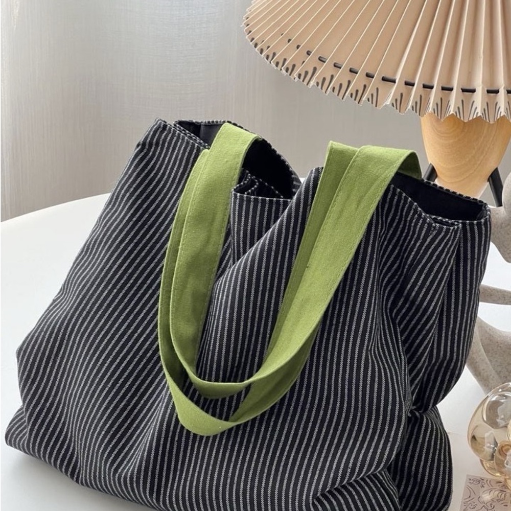 Chic Black and White Striped Tote Bag